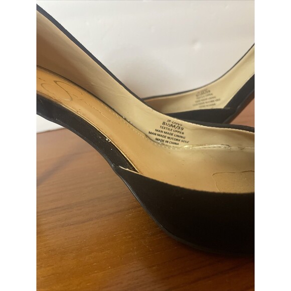 Jessica Simpson Livvy Pointed Pump Heels Size 8 1/2 Faux Suede Vegan Black - Picture 5 of 9